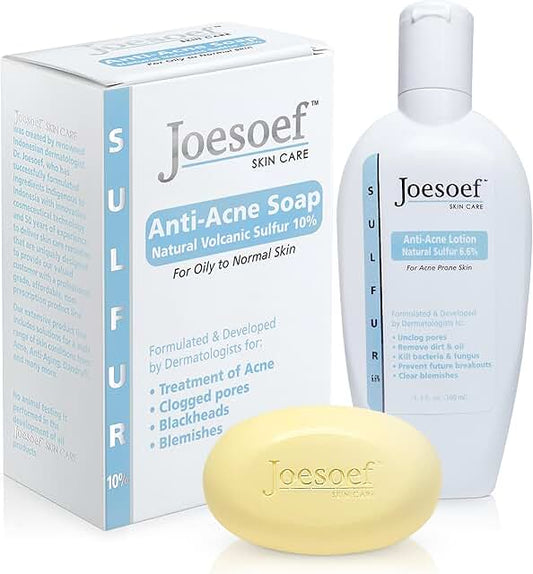 Sulfur Acne Facial Cleanser Kit 2-Step Regimen -Free Shipping 3 pcs
