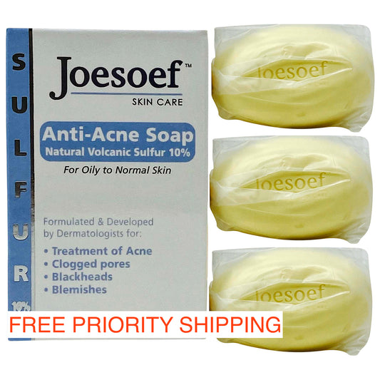 Sulfur Soap Acne Wash 3 Pack - Joesoef Skin Care Anti Acne Sulphur Soap Acne Facial Cleanser